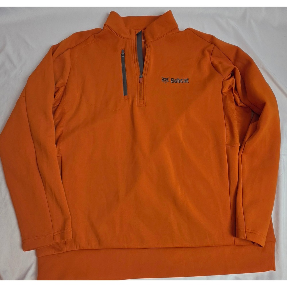 Antigua Bobcat Equipment XL Generation Quarter Zip Orange Tech Fleece Jacket